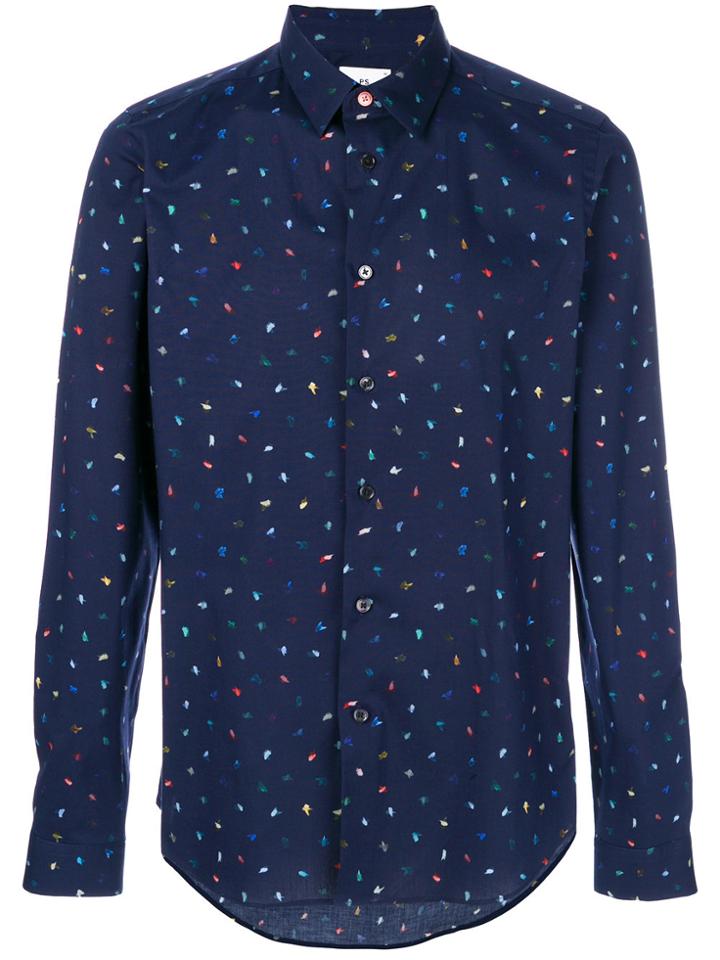 Ps By Paul Smith Brush Strokes Print Shirt - Blue