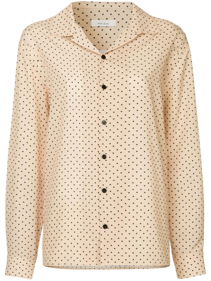 We11done Triangle Print Button Down Shirt - Brown