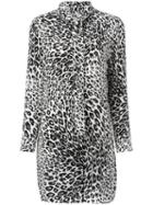 Equipment Leopard Print Pussybow Dress, Women's, Size: Large, Black, Silk