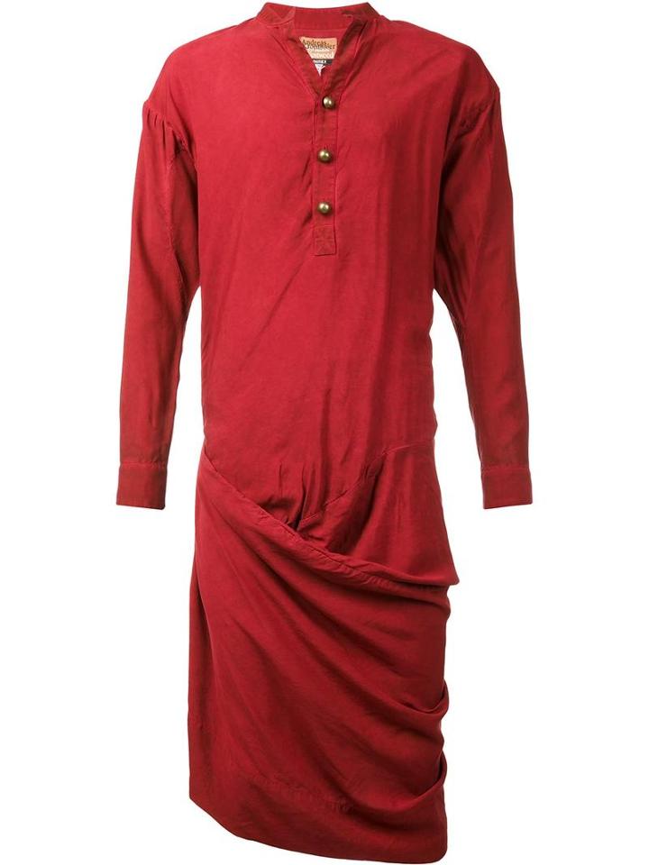 Andreas Kronthaler For Vivienne Westwood - Boot Dress Shirt - Unisex - Silk/viscose - I, Red, Silk/viscose