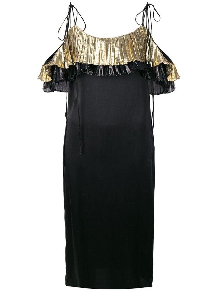 Coup De Coeur Metallic-ruffle Slip-on Dress - Black