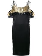 Coup De Coeur Metallic-ruffle Slip-on Dress - Black