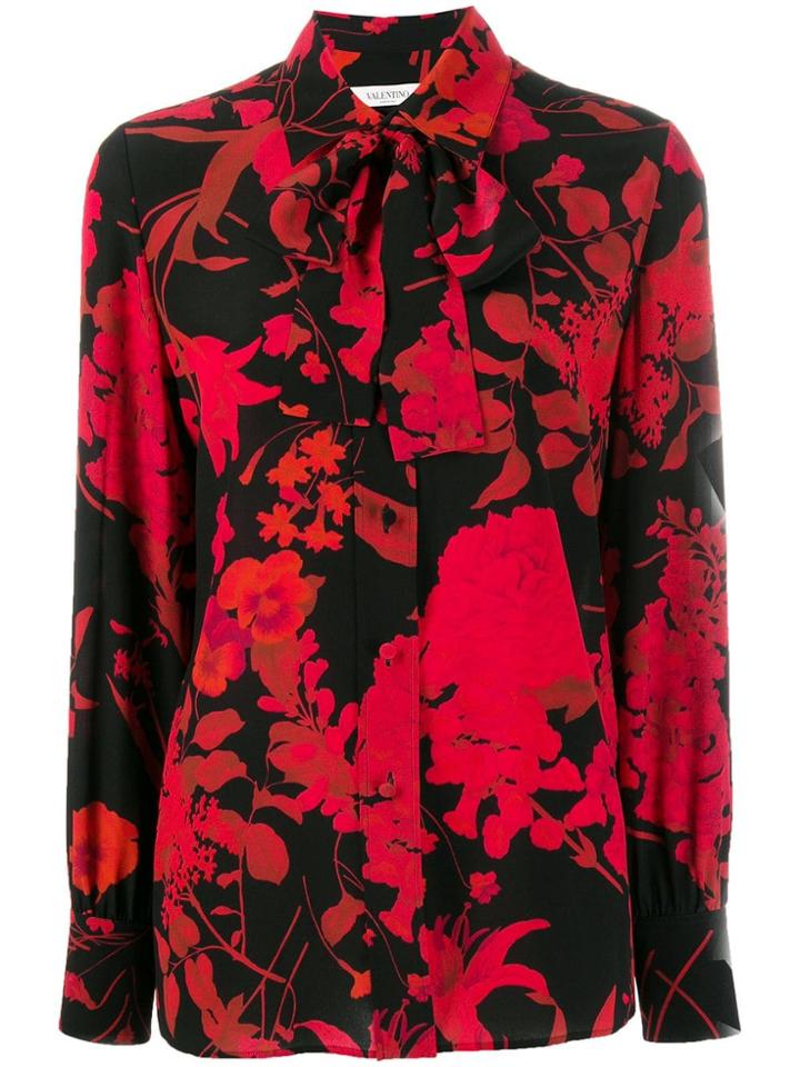 Valentino Silk Floral Print Blouse - Black