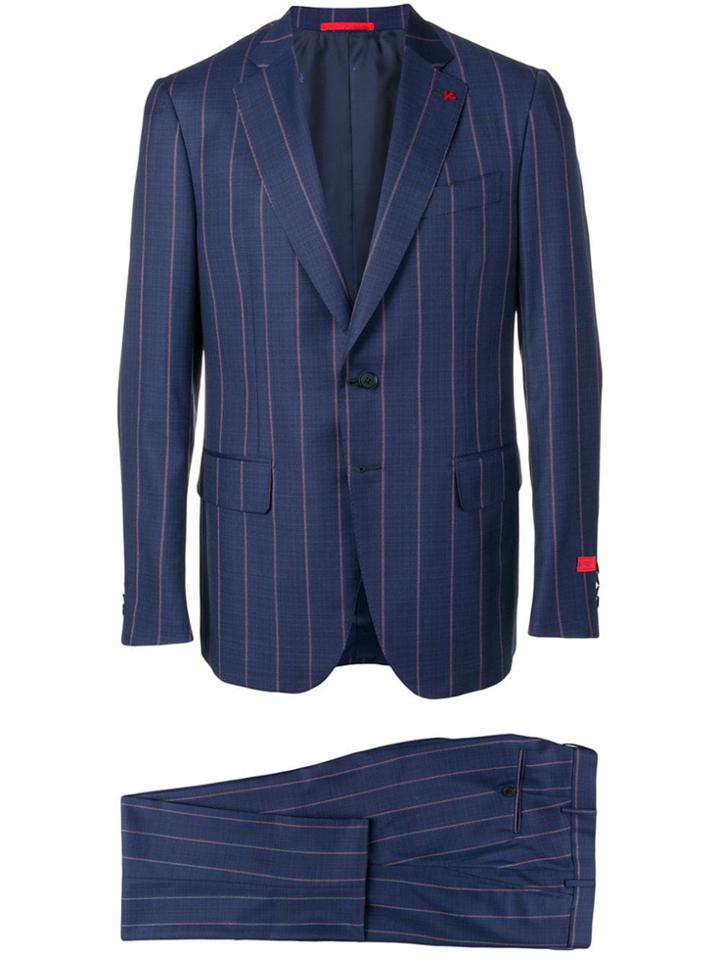 Isaia Constrast Stripe Blazer - Blue