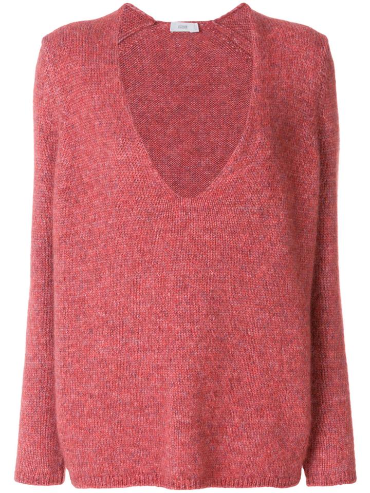 Closed V-neck Jumper - Red