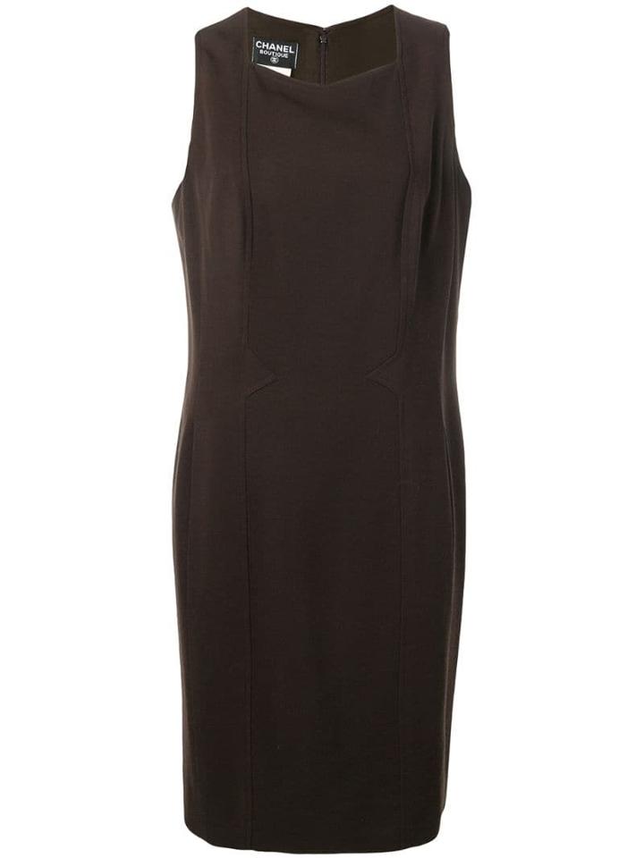 Chanel Pre-owned 1996's Wool Shift Dress - Brown