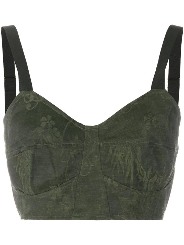 Uma Wang Floral Bralet Top - Green