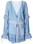 Jonathan Simkhai Fringed Wrap Front Denim Jacket - Blue