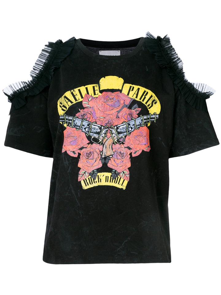 Gaelle Bonheur Rock N Roll Cold Shoulder T-shirt - Black