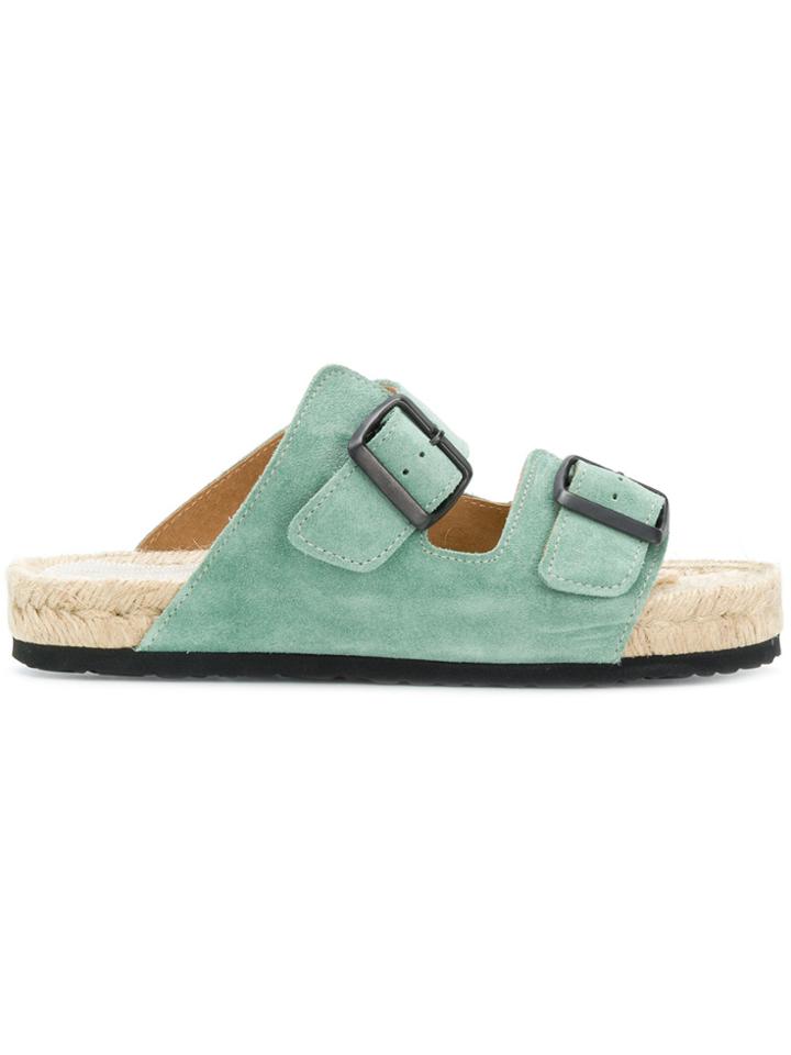 Manebi Belted Style Slippers - Green