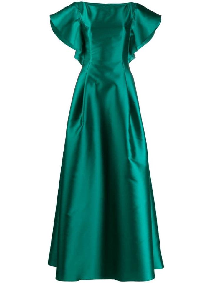 Alberta Ferretti Ruffled Sleeve Gown - Green
