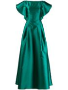 Alberta Ferretti Ruffled Sleeve Gown - Green