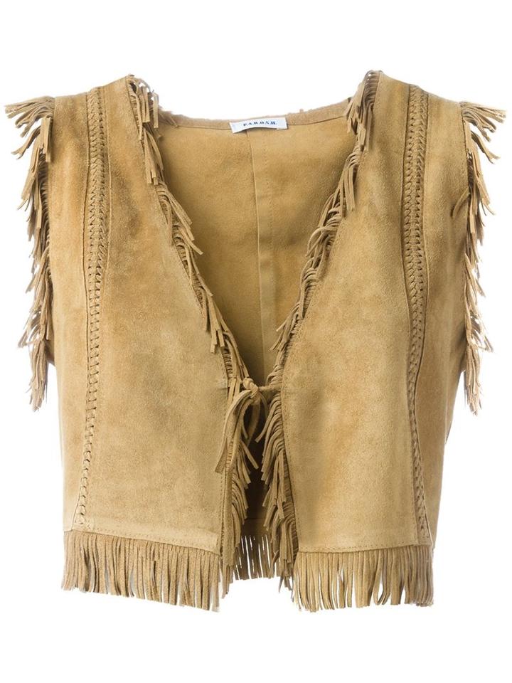 P.a.r.o.s.h. 'mulanda' Crop Gilet, Women's, Size: Large, Brown, Calf Leather