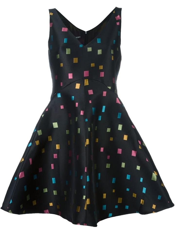 Emporio Armani Jacquard Flared Dress, Women's, Size: 42, Black, Polyester