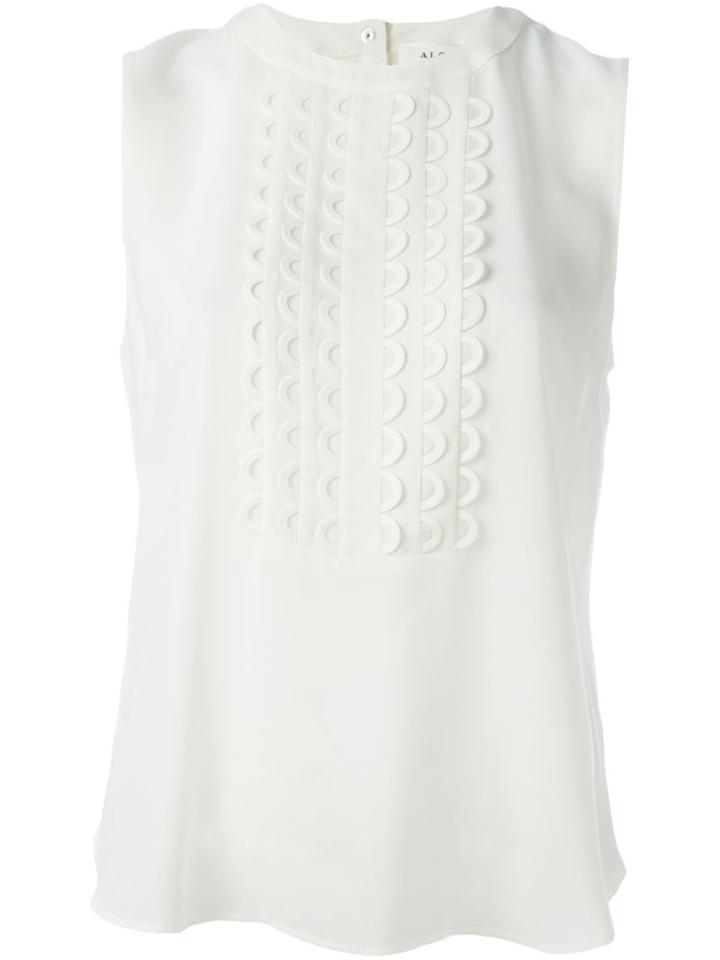 A.l.c. Scalloped Bib Sleeveless Top, Women's, Size: 6, White, Silk