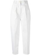 Hillier Bartley - Pleat Detail Cropped Trousers - Women - Cotton - 6, White, Cotton