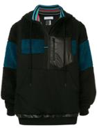 Facetasm Color Blocked Rib Trim Hooded Jacket - Black