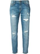 Current/elliott Cropped Distressed Jeans, Women's, Size: 27, Blue, Cotton/spandex/elastane