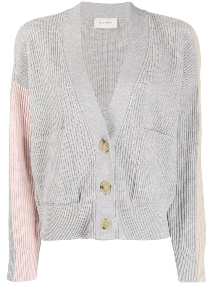 Sportmax Panelled Ribbed Cardigan - Grey
