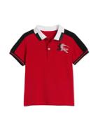 Burberry Kids Stripe Detail Cotton Polo Shirt - Red