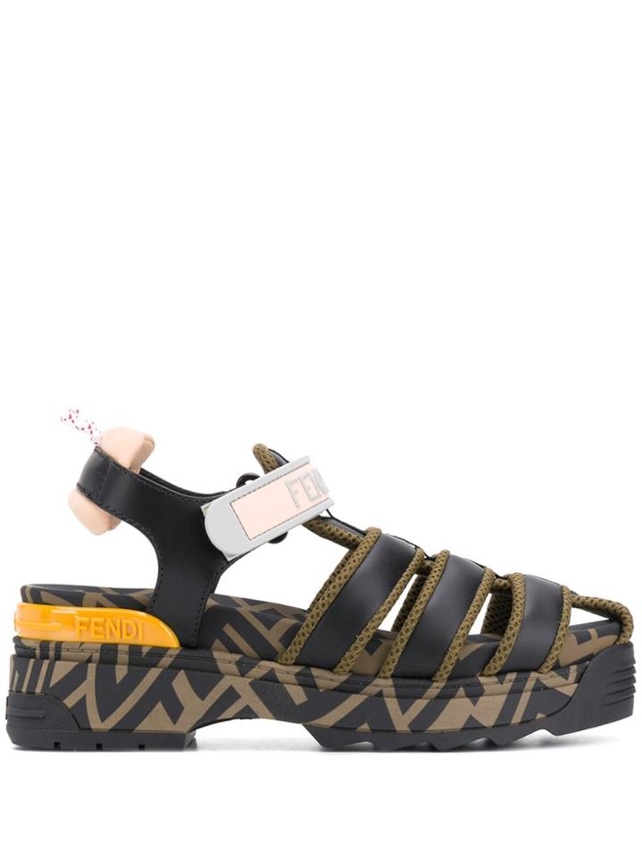 Fendi T-rex Cage Sandals - Black