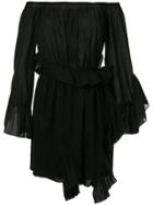 Goen.j Off-the-shoulder Shirred Wrap Dress - Black