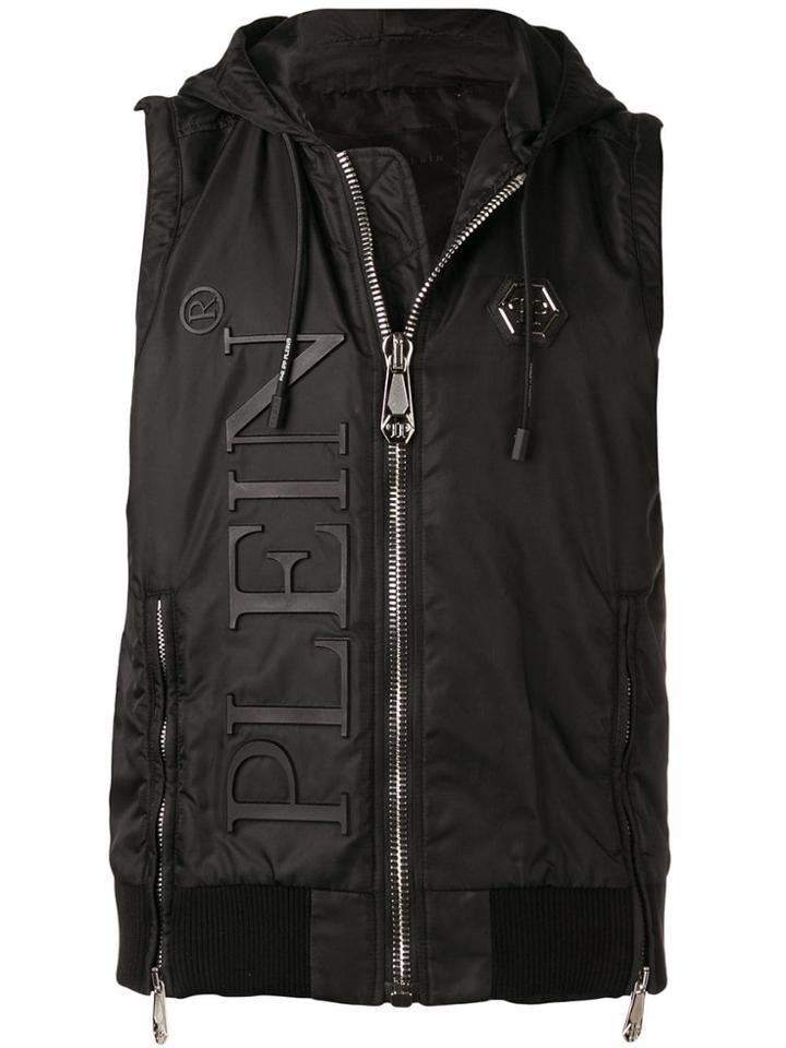 Philipp Plein Sleeveless Hooded Jacket - Black