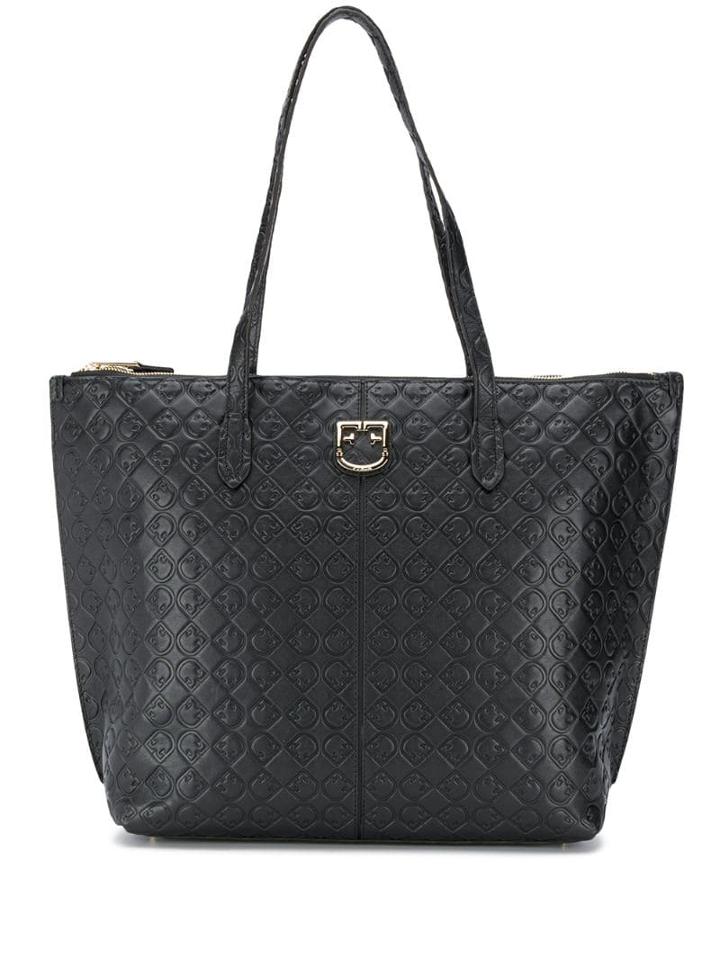 Furla Logo Embossed Tote Bag - Black