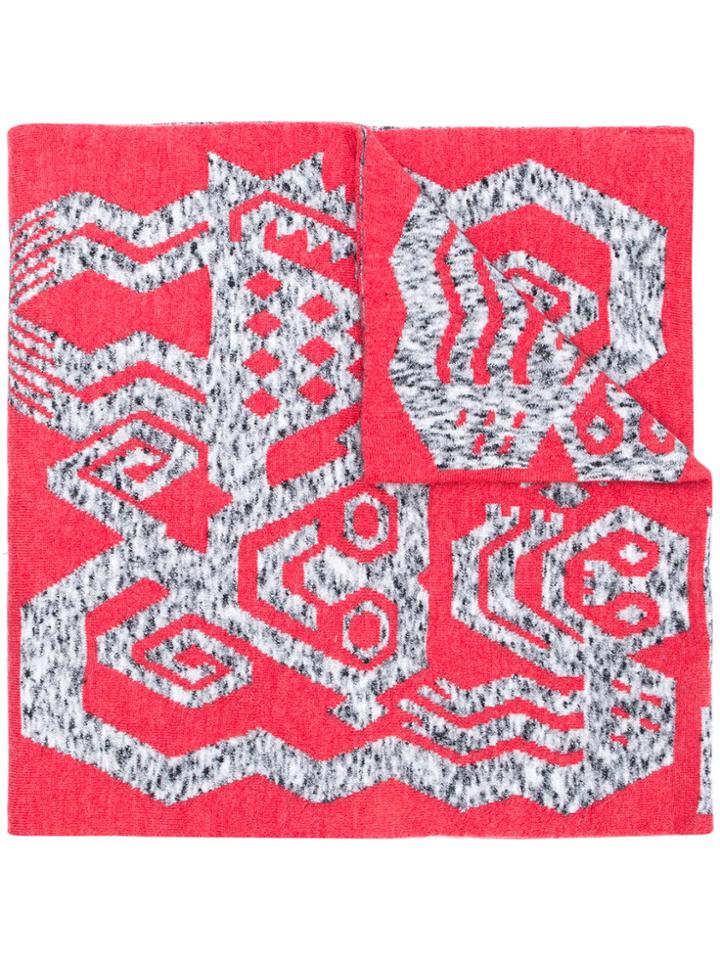 Bernhard Willhelm Intarsia Knit Scarf - Red