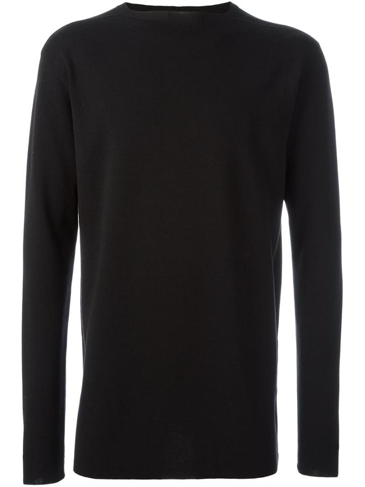 Rick Owens Crew Neck Jumper, Men's, Black, Virgin Wool