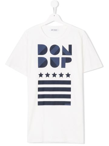 Dondup Kids Striped Star Logo T-shirt - White