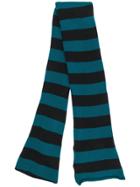 La Doublej Striped Knit Skinny Scarf - Green