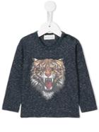 Simple Kids - Tiger Print T-shirt - Kids - Cotton/polyester - 12 Mth, Blue