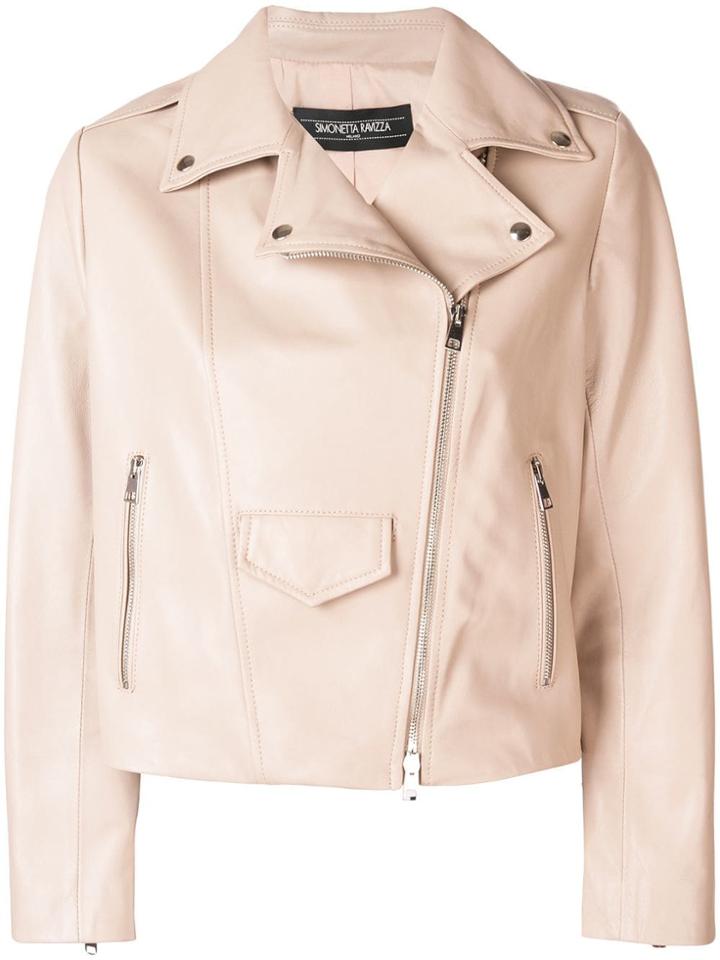 Simonetta Ravizza Cropped Biker Jacket - Neutrals