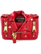 Moschino Small Biker Shoulder Bag, Women's, Red, Leather