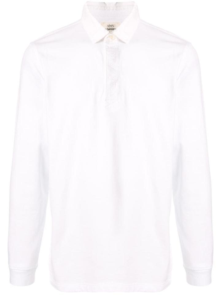 Kent & Curwen Logo Embroidered Longsleeved Polo Shirt - White
