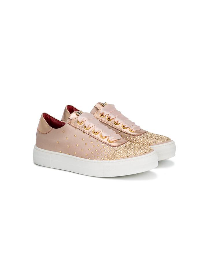 Cesare Paciotti Kids Rhinestone Sneakers - Pink & Purple