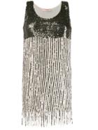 Twin-set Sequin-embellished Fringed-hem Dress - Neutrals