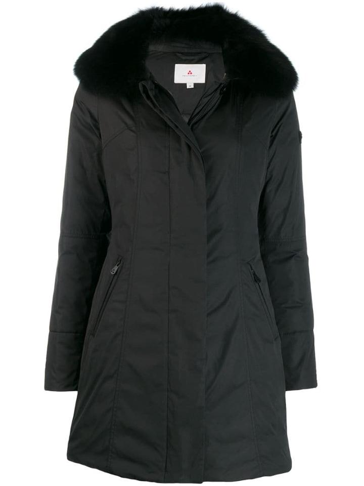 Peuterey Fox Fur Trim Coat - Black