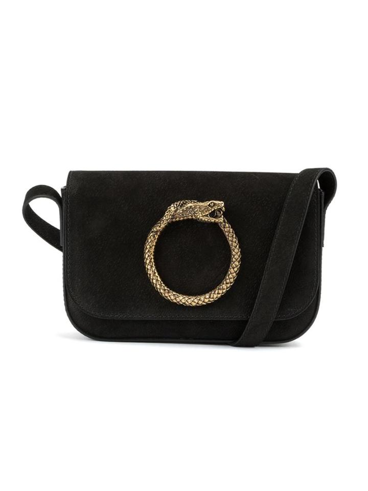 Saint Laurent 'eddie' Serpent Satchel, Women's, Black, Suede/metal/calf Suede