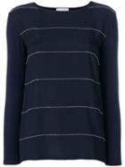 Le Tricot Perugia - Striped Knit Top - Women - Spandex/elastane/viscose - S, Blue, Spandex/elastane/viscose