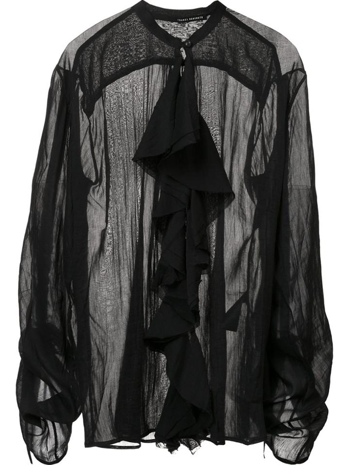 Isabel Benenato Sheer Ruffle Blouse - Black