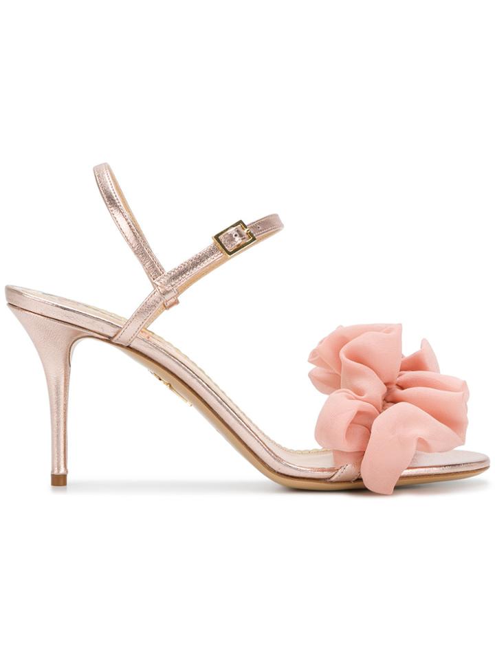 Charlotte Olympia Ruffle Trim Sandals - Pink & Purple