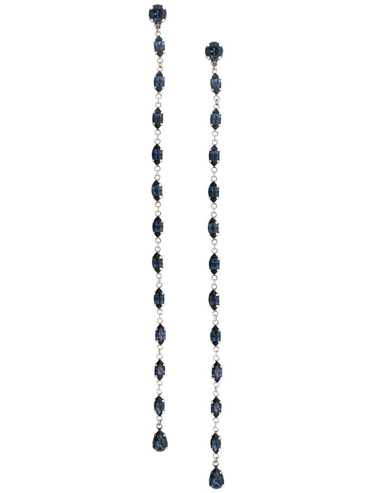 Saint Laurent Long Crystal Drop Earrings - Blue