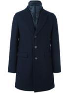 Herno Padded Funnel Neck Coat, Men's, Size: 50, Blue, Polyamide/polyester/wool