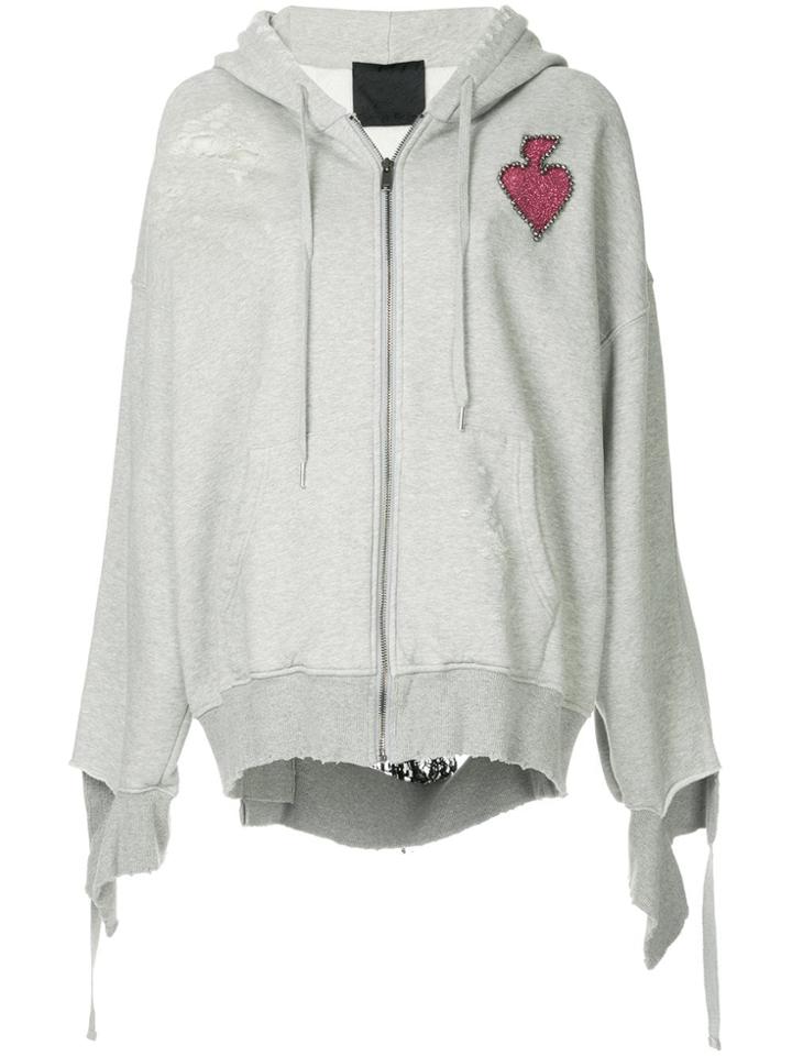 Tiger In The Rain Zipped Hoodie - Grey