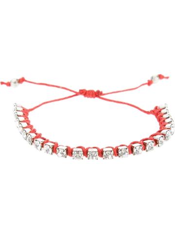 Riccardo Forconi Crystal Bracelet, Women's, Red, Cotton