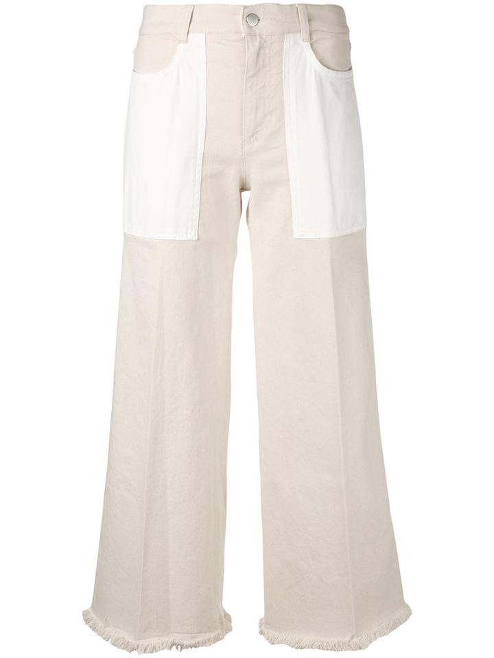 Stella Mccartney - Cropped Flared Trousers - Women - Cotton/spandex/elastane - 27, Nude/neutrals, Cotton/spandex/elastane