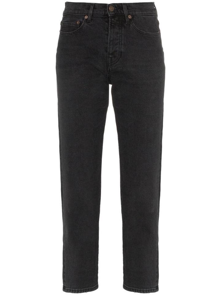 Jeanerica Classic Straight Leg Cropped Denim Jeans - Black