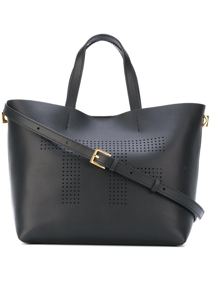 Tom Ford Perforated Branded Tote - Black